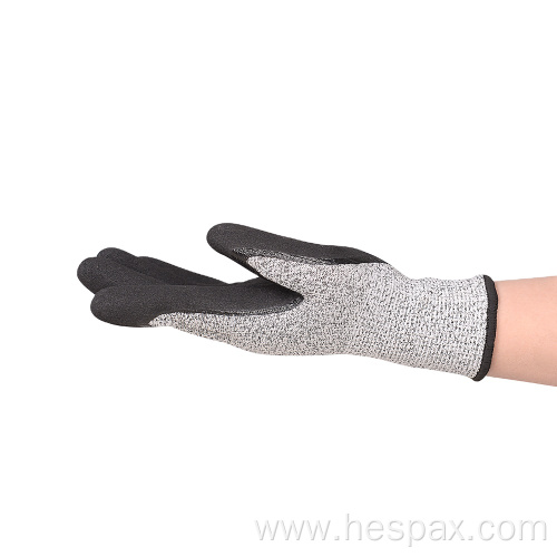 Hespax Abrasion Resist Protected Black Nitrile Coated Glove